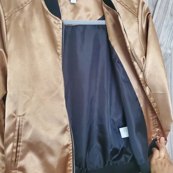Don't ask why bronze Bomber jacket EUC - Picture 2 of 6